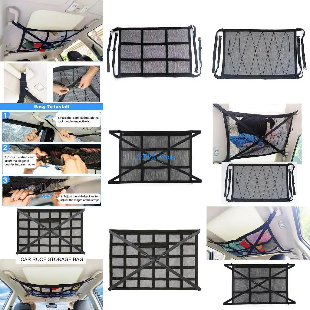 

U13C Car Interior Accessory Car Roof Luggage Blanket Cargo Net Universal Mesh Bag Car Ceiling Net Pocket Adjustable