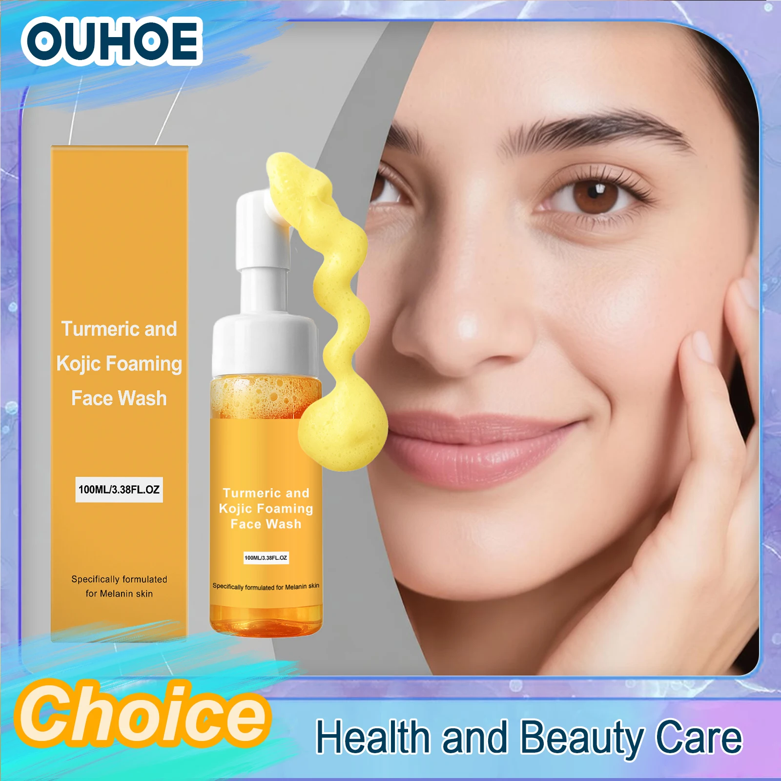 Facial Mousse Turmeric Dense Foam Refresh Control Oil Moisturize Relieve Dry Discomfort Pore Blackhead Brighten Remover Cleanser