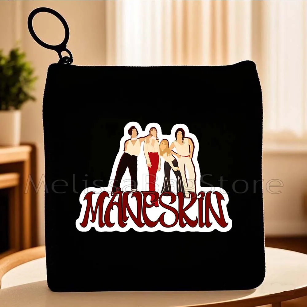 Maneskin Damiano David Italia Music Band MAMMAMIA Victoria Damian Canvas Coin Purse Bag Small Square Key Card Bag Wallet Pouch