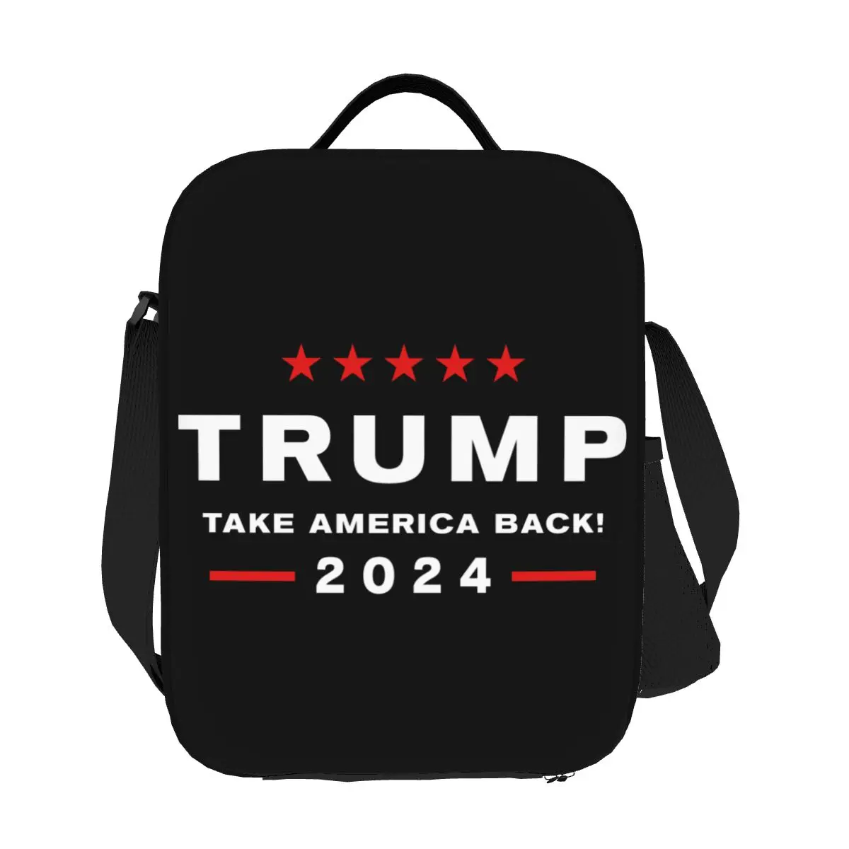 Trump 2024 US America Back Portable Lunch Boxes Women Multifunction Cooler Thermal Food Insulated Lunch Bag Office Work