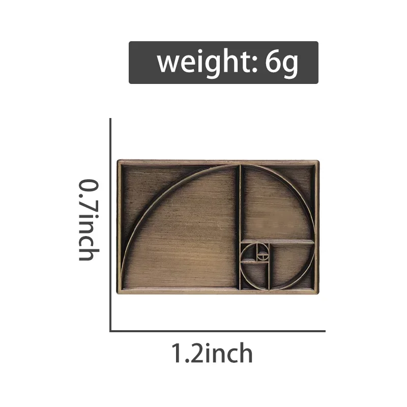 Kwadratowe Fibonacci emaliowane szpilki Retro złote proporcje broszki klapy plakietki Vintage artystyczne prace biżuteria prezent dla przyjaciół