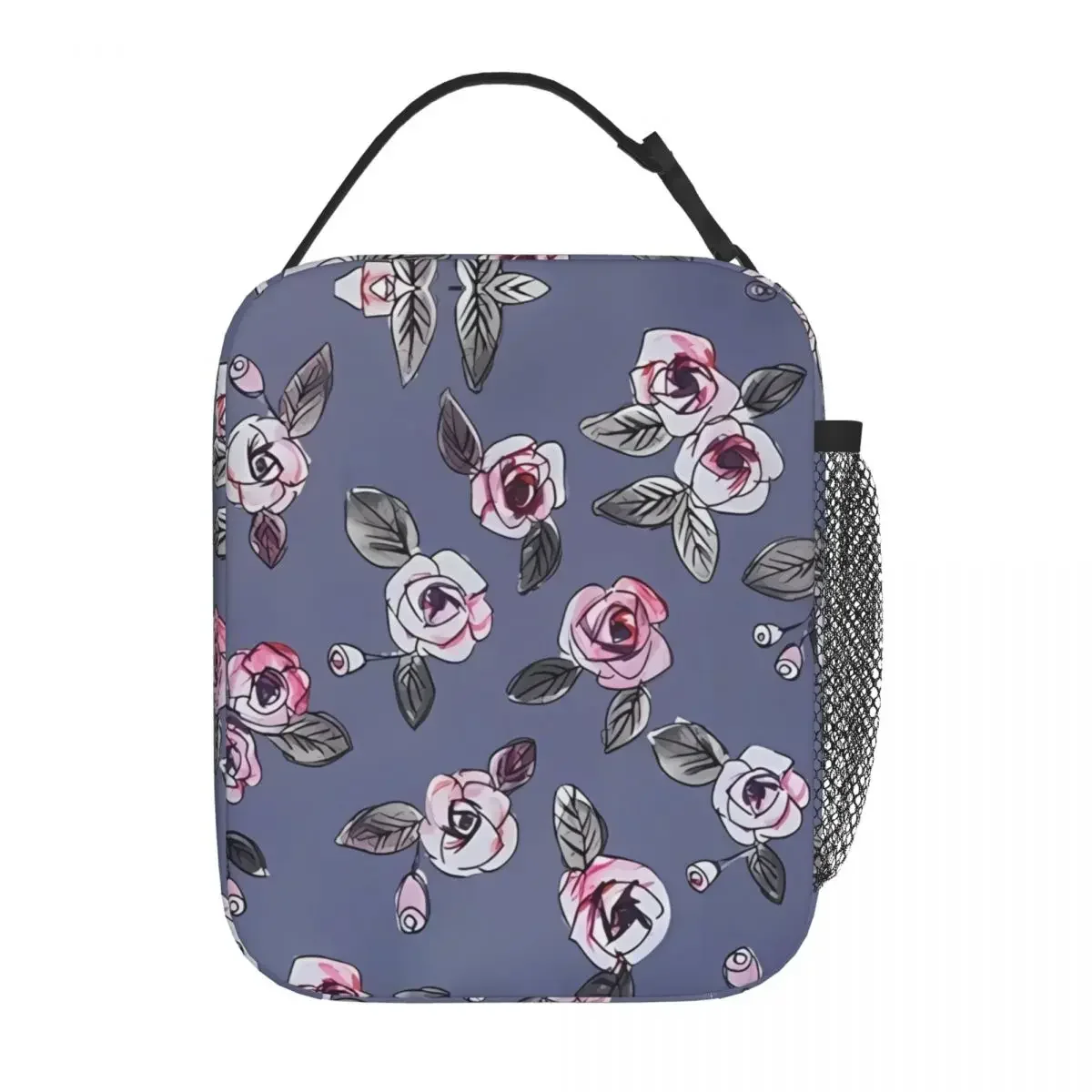 Lunch Bag Rose Insulated Lunch Box For Women Flower Print Picnic Cooler Bag Casual Oxford Thermal Tote Handbags