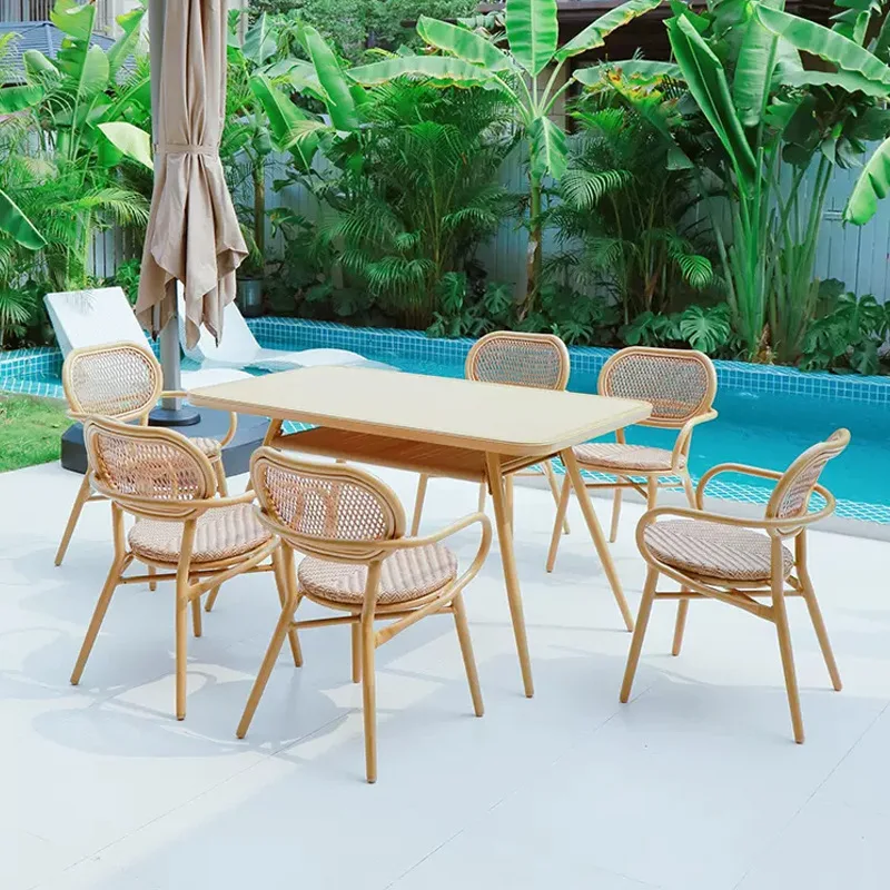 

Rattan outdoor table and chair combination garden open-air balcony outdoor rattan leisure courtyard table and chair