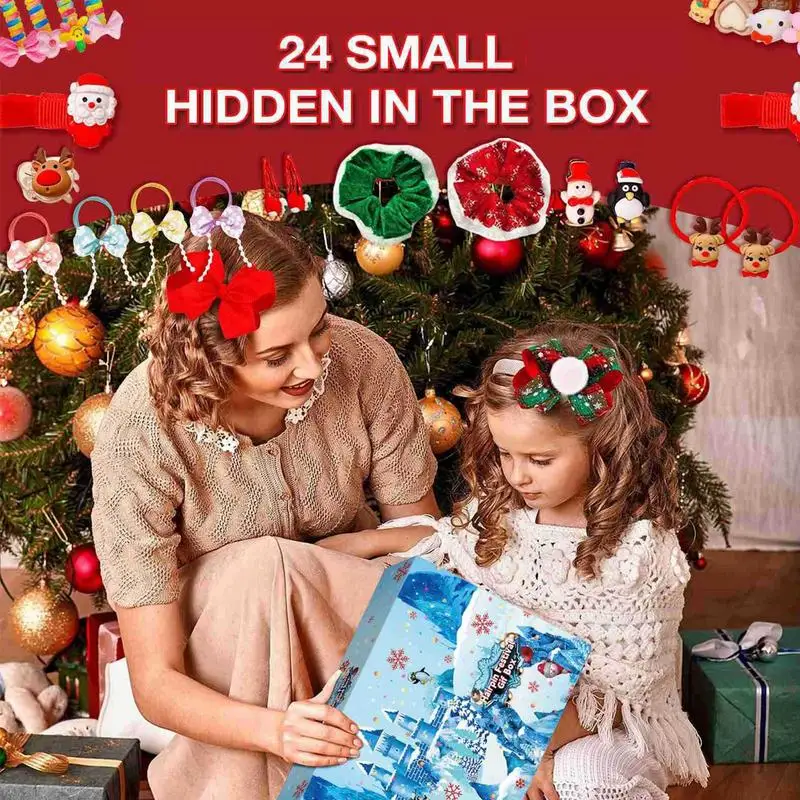 ヘアアクセサリー付きアドベントカレンダー、クリスマスをテーマにした