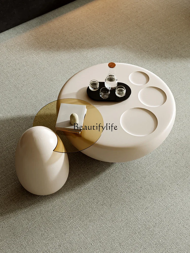 

Medieval cream wind cat claw coffee table household living room creative minimalist round coffee table