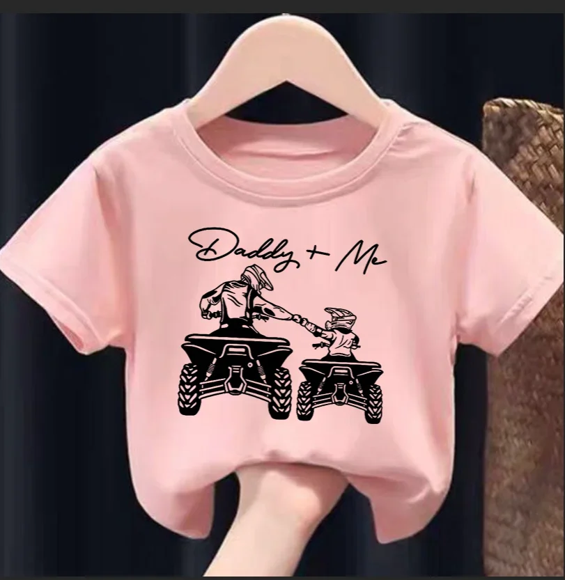 Jongens "Papa + Me" Rijden Motorfiets Ronde Hals T-Shirt Tee Top Casual Zacht Comfortabel Voor Zomer Kids Jongens Kleding Bestseller