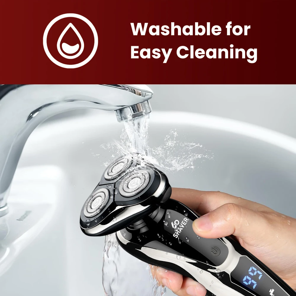 ماكينة حلاقة كهربائية مجموعة المهنية الحلاقة مقاوم للماء اللحية الأنف الوجه الشعر المتقلب الروتاري ثلاثية الأبعاد العائمة الحلاقة قابلة للشحن للرجال