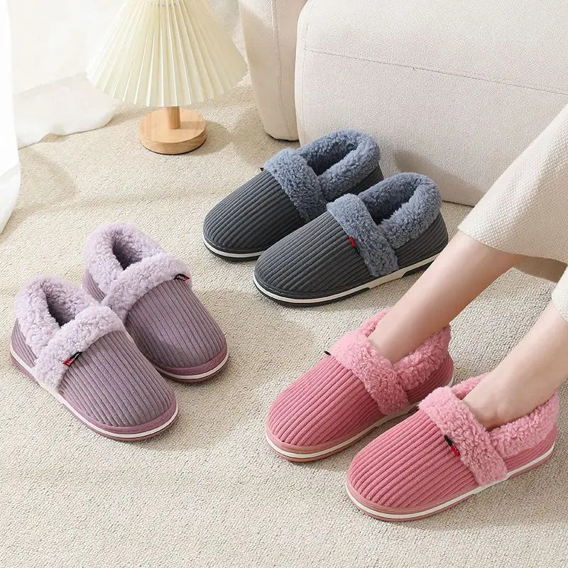 New Winter Thick Plush Slippers Couples Indoor Home Furry Shoes Non Slip Men Women Furry Warm Casual Plush Soft Cotton Slippers