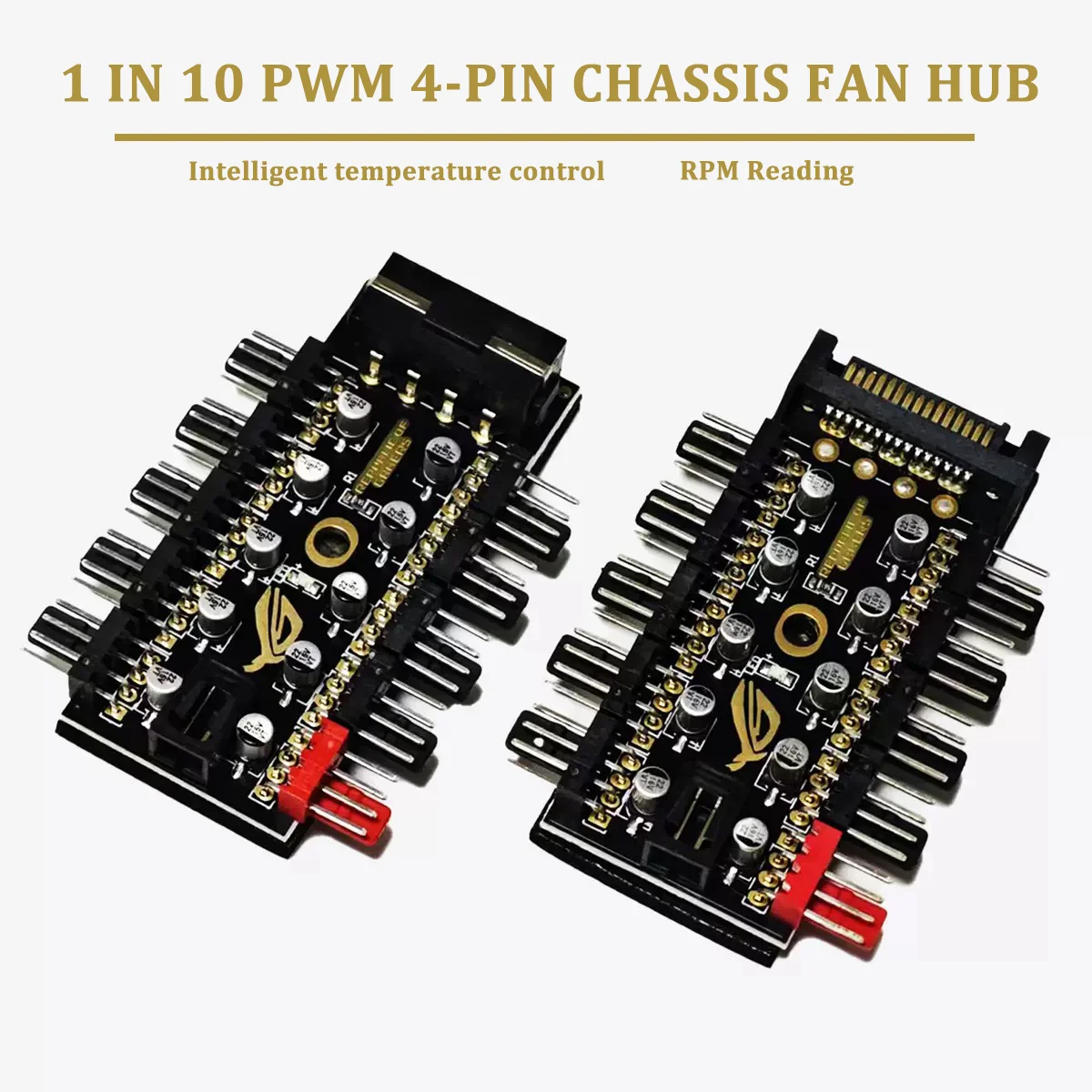 CX FUTRUE PC Case Fan Hub: 1 to 10 4-Pin PWM Ports with Auto Temp Regulation & Speed Detection