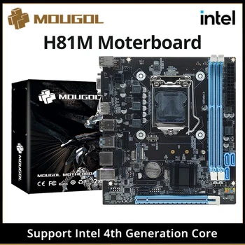 MOUGOL H81M Gaming Motherboard Dual Channel DDR3 M.2 NVME PCIEx16 HDMI VGA Interface LGA 1150 Supports Intel Core 4th Gen CPU