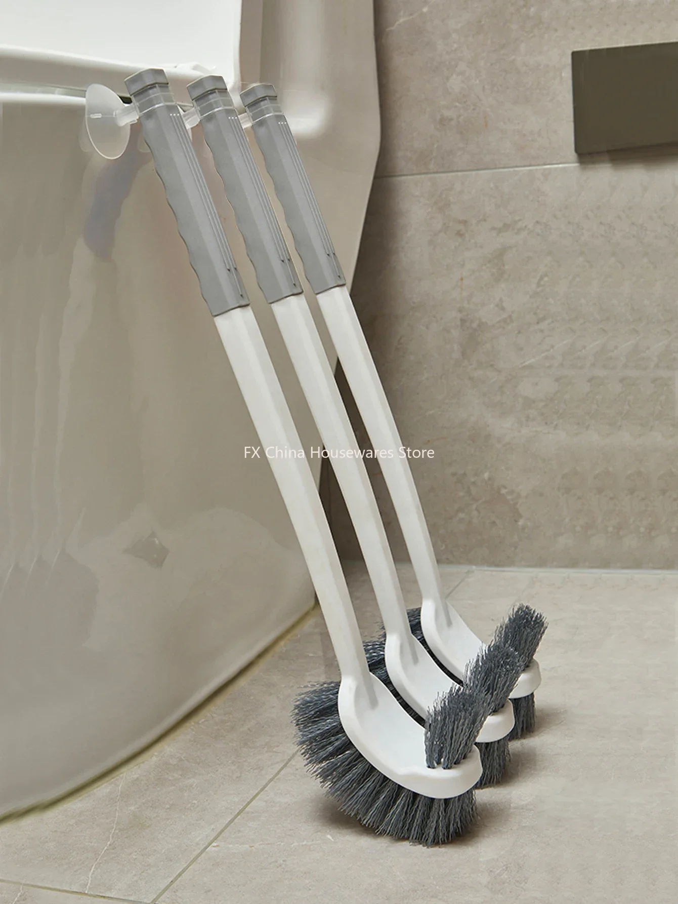 

Long Handle Toilet Brush with Suction Cup, Double-Sided Elbow Design, No Dead Corners, Wall Mounted, for Squatting Sink