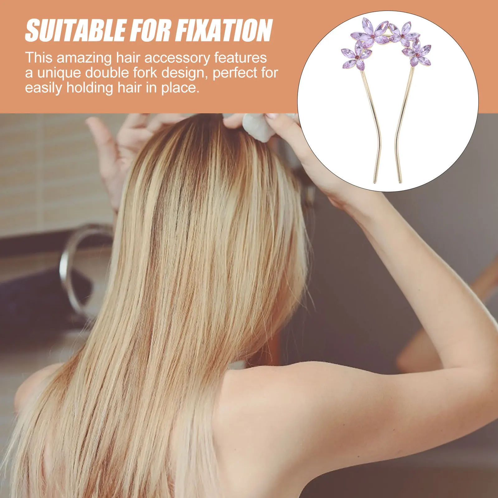 

U Shaped Rhinestone Hair Pin For Women Chignon Hairpin Bridal Wedding Hair Accessories Glitter Bun Stick Secure Hold