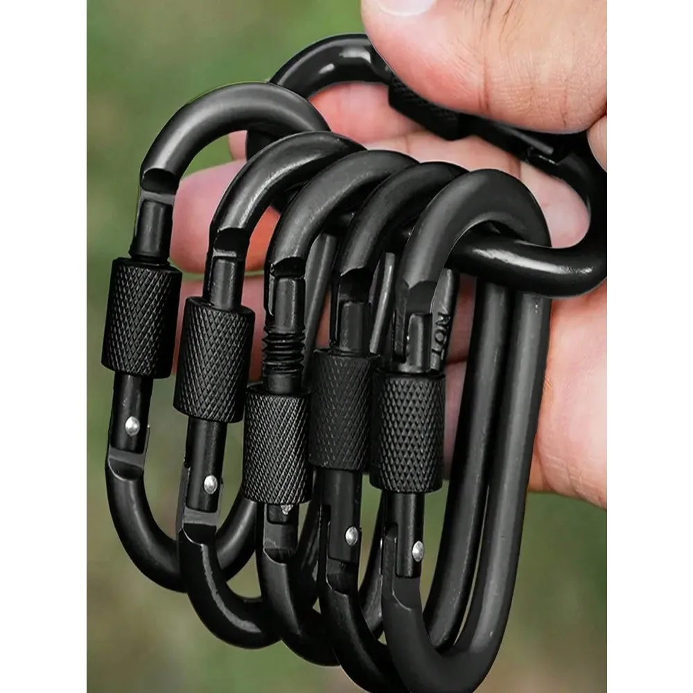 Mosquetón en forma de D de aleación de aluminio para escalada de montaña al aire libre, llavero con gancho de Metal, gancho de resorte, para acampar, senderismo, pesca