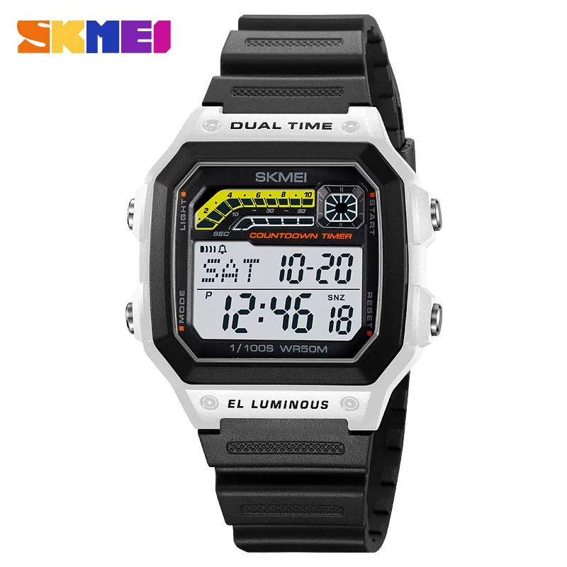 

Skmei Men Military Countdown Chrono Stopwatch Wristwatch 5Bar Waterproof Alarm Clock Back Light Digital Sport Watch