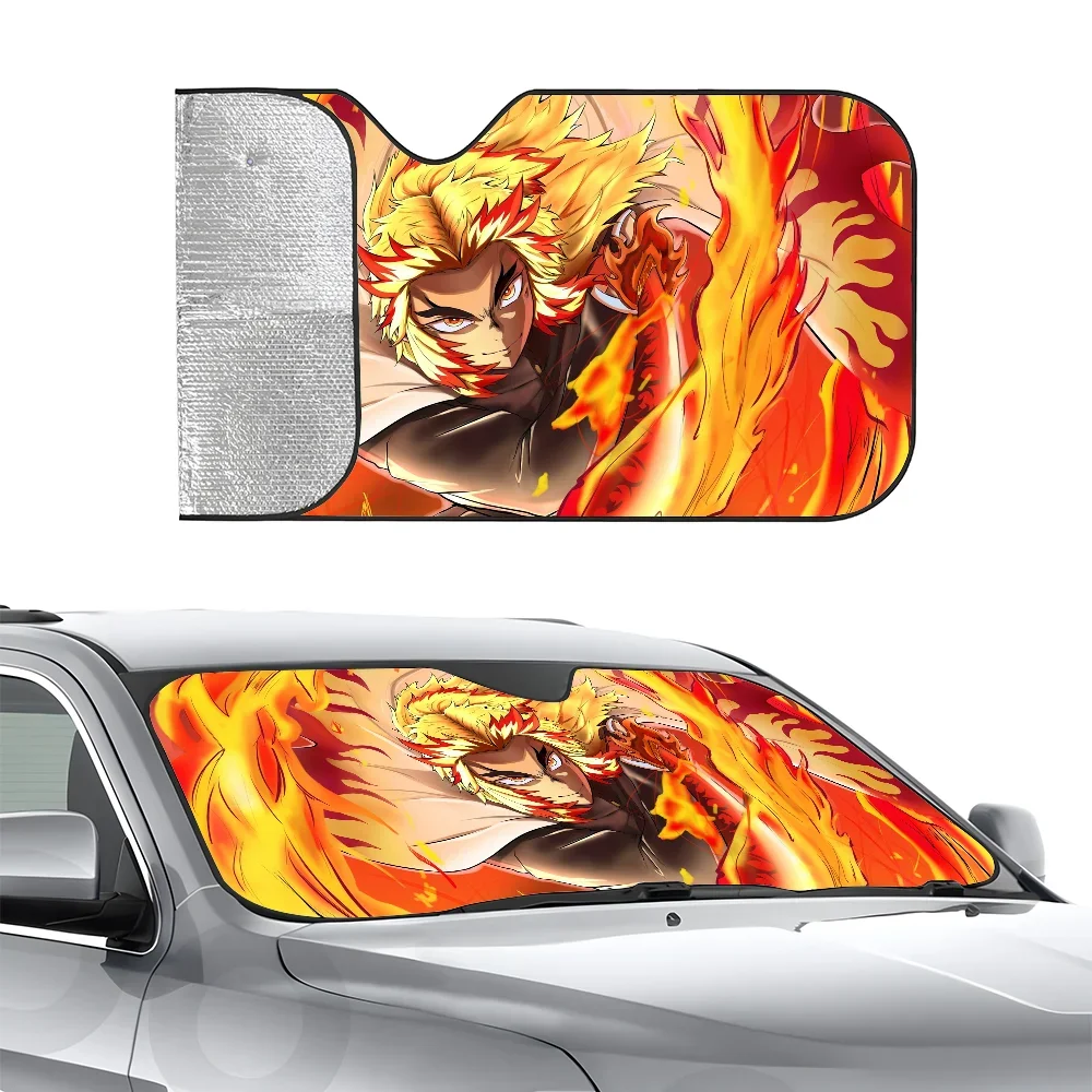 

K-Kyojuro R-Rengoku аниме автомобильный солнцезащитный козырек теплоизоляционная алюминиевая пленка лобовое стекло солнцезащитные козырьки УФ-лучи блоки автомобильный солнцезащитный козырек