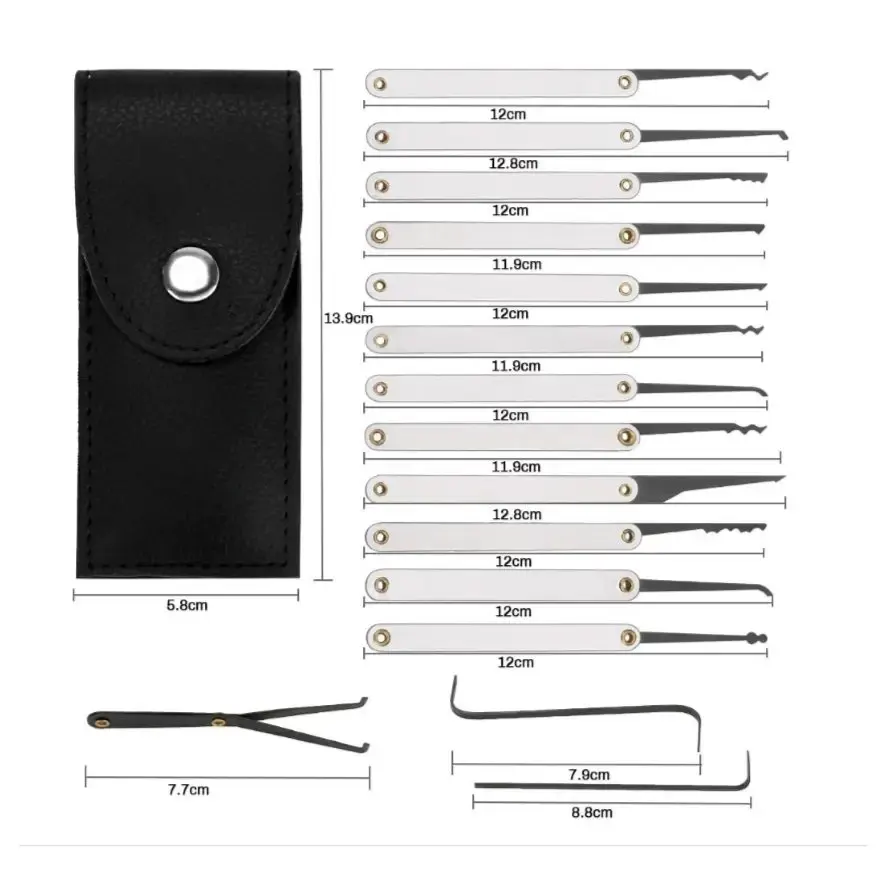 15Pcs Steel Lock Repair Training Kit, Acrylic Transparent Practice Lock with Turning Tool & Broken Key Extractor