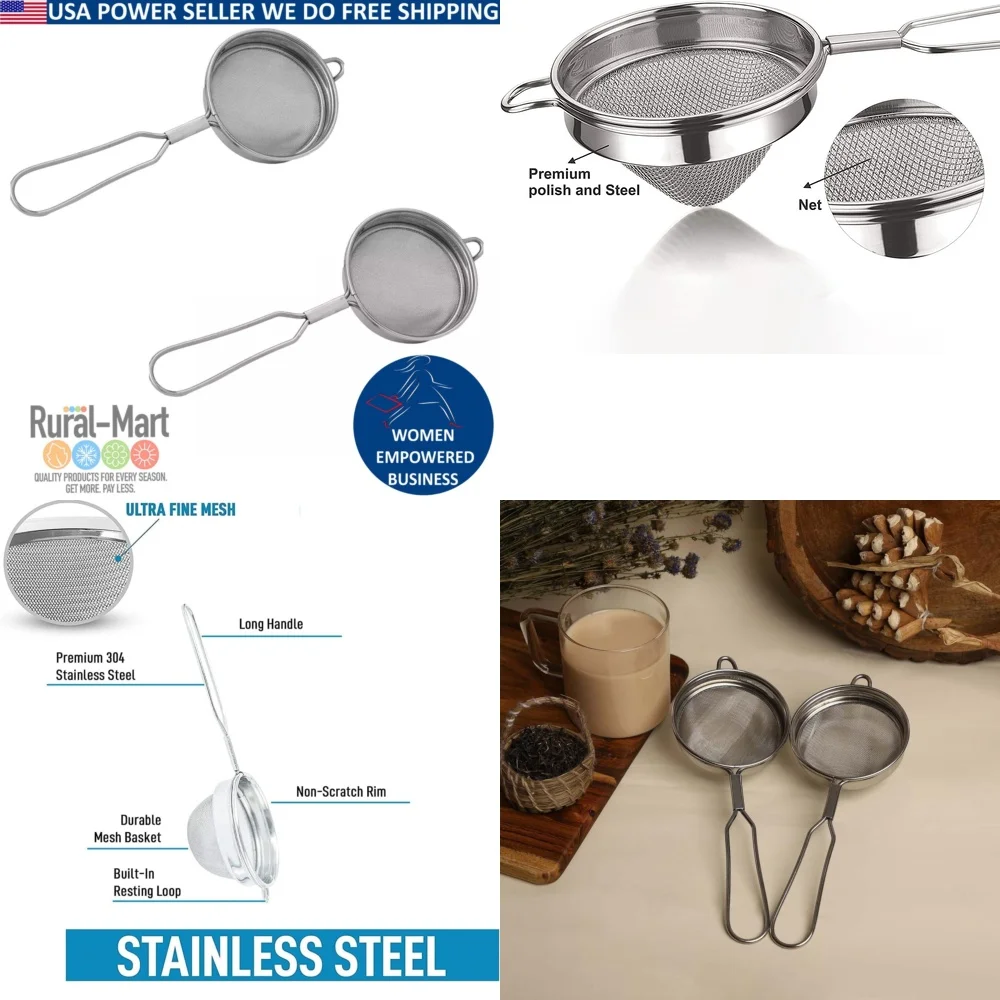 

2 Packs Water Filter for Tea Coffee Herb S3 Mini Liquid Filtration Stainless Steel Reusable Fine Mesh Strainer Hot Cold Brew