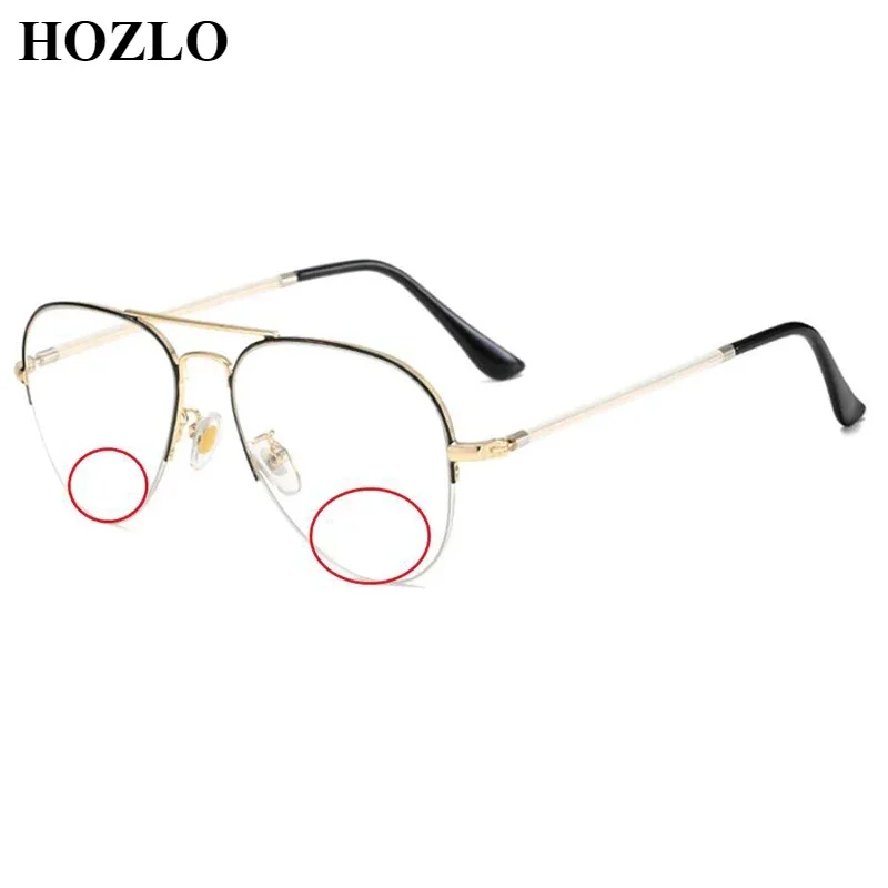 

New Fashion Retro Semirim Alloy Bifocals Pilot Reading Glasses Magnifier Women Men Hyperopia Spectacles Look Near Far Eyeglasses