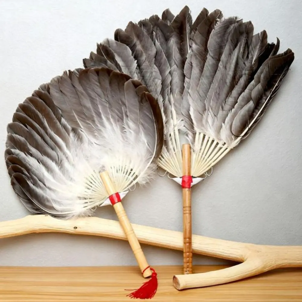 Handmade Vintage Feather Fan Multistyles Photography Props Chinese Style Fan Portable Plastic Goose Feather Fan