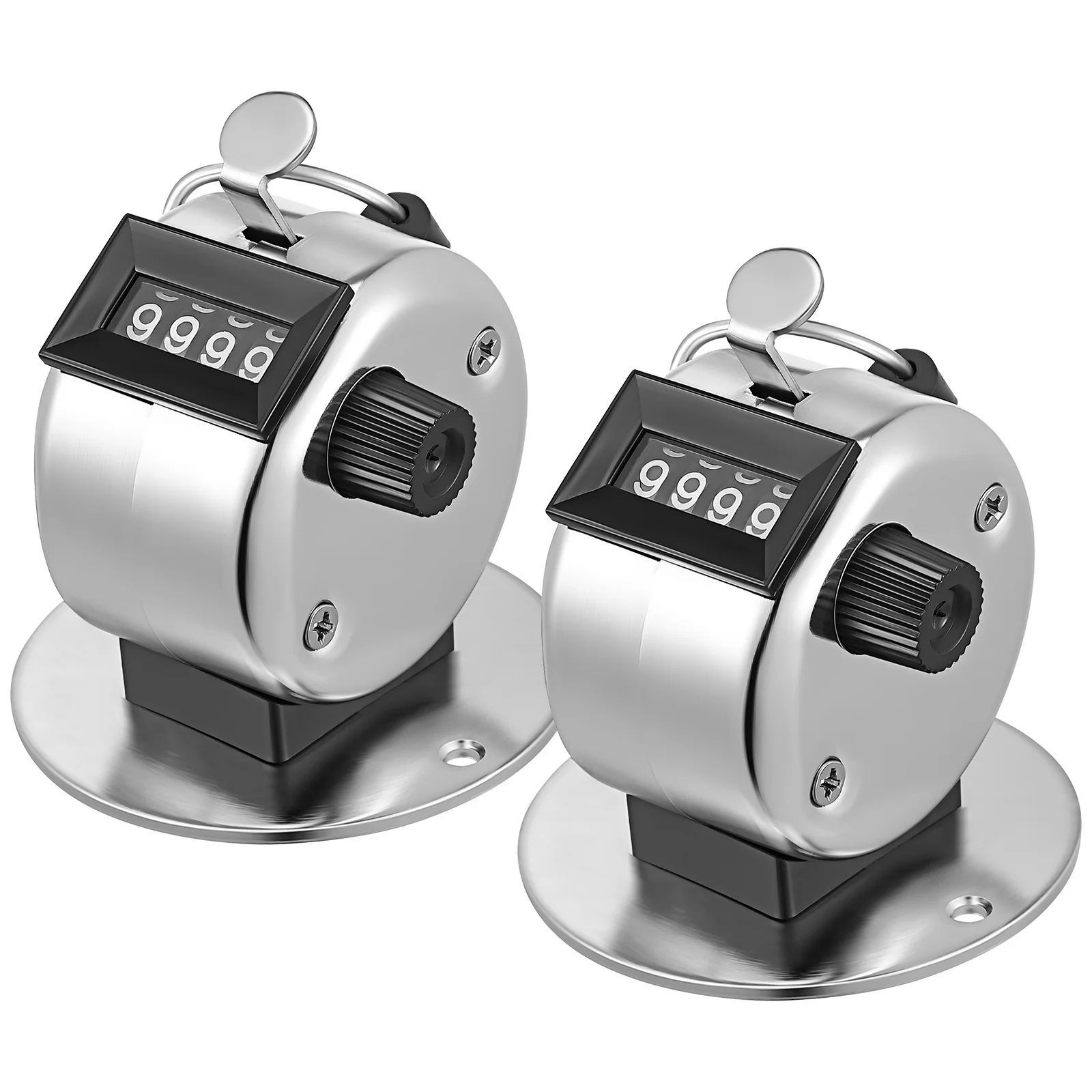 2 pezzi contatore di conteggio numero di passo manuale strumento di conteggio per maglieria ripristinabile contatori meccanici con clicker per dito squadra di base in metallo