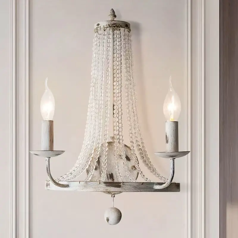 

Французский ретро-светильник с кристаллами, креативный, простой, для гостиной, спальни, прикроватный, для прихожей, балкона, лестницы