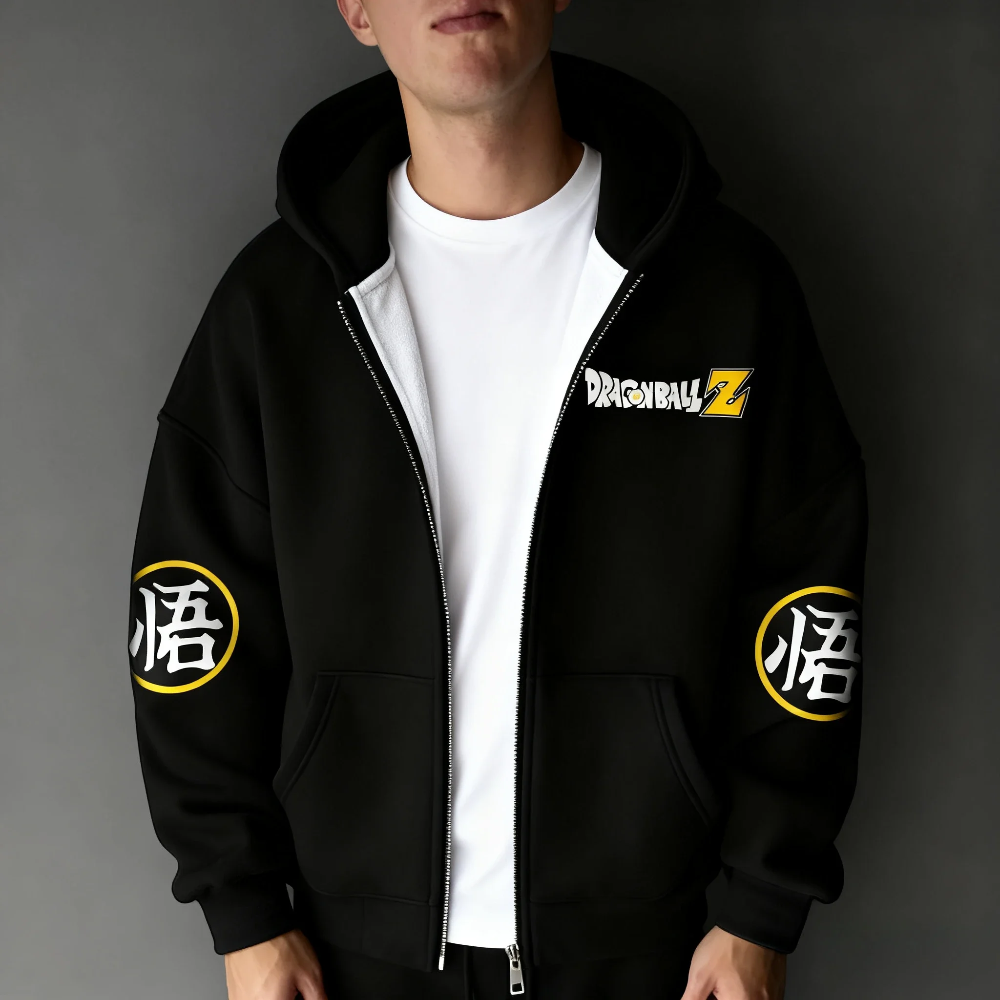 لعبة دراغون بول Y2K تنوعا قلنسوة بسحاب الرجال الخريف/الشتاء جديد Gohan أنيمي مطبوعة الهيب هوب الأمريكية سترة فضفاضة غير رسمية