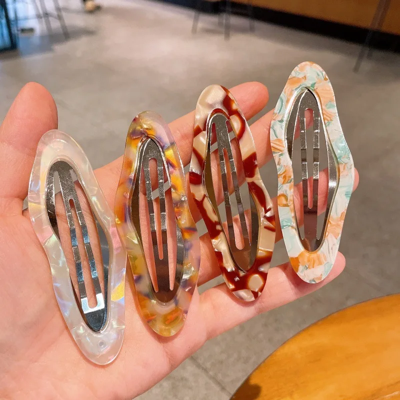 

Female Oil Painting Cloud Oval Hairpin Side Clip Bangs Girls Hairpin Chic Romantic Bb Clip Ball Head Broken Hair Word Clip ZX07