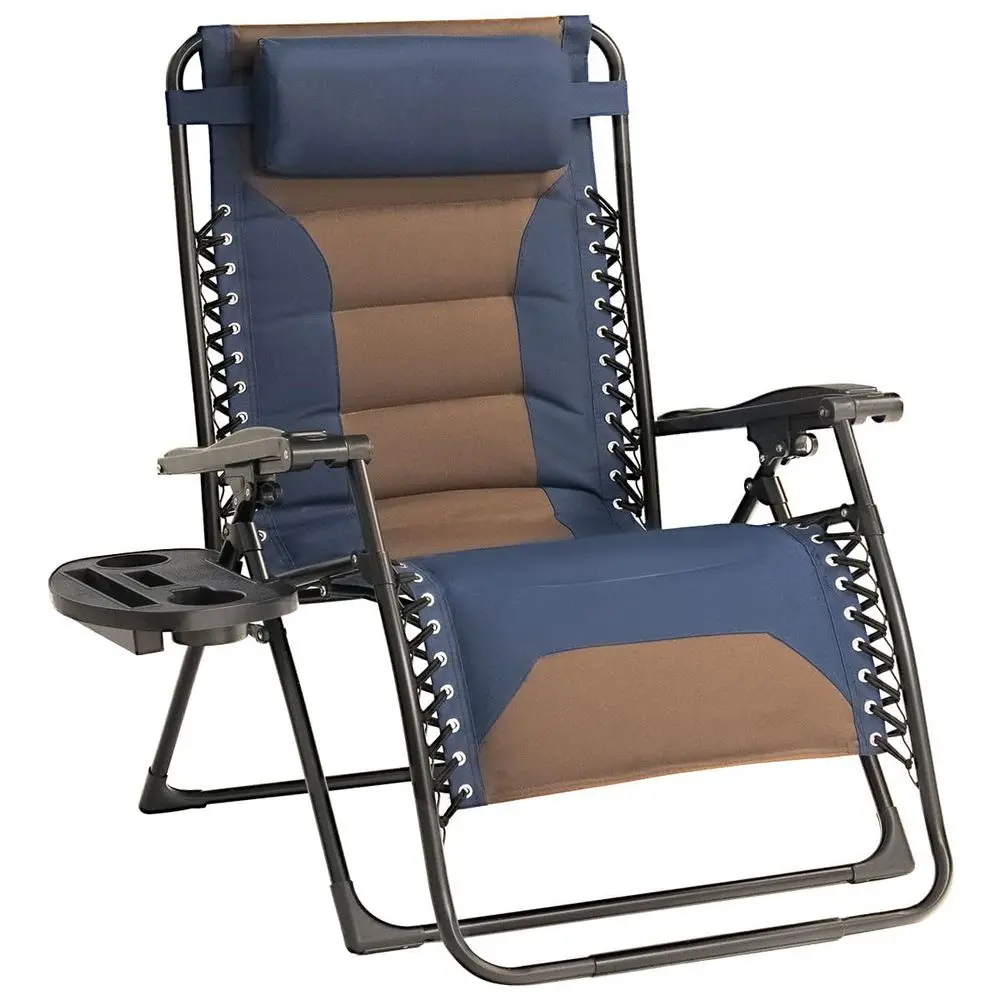 

Gravity Chair Oversized Padded Recliner with Adjustable Headrest amp Cup Holder 600D Oxford Folding Lounge Chair for Outdoor Ca