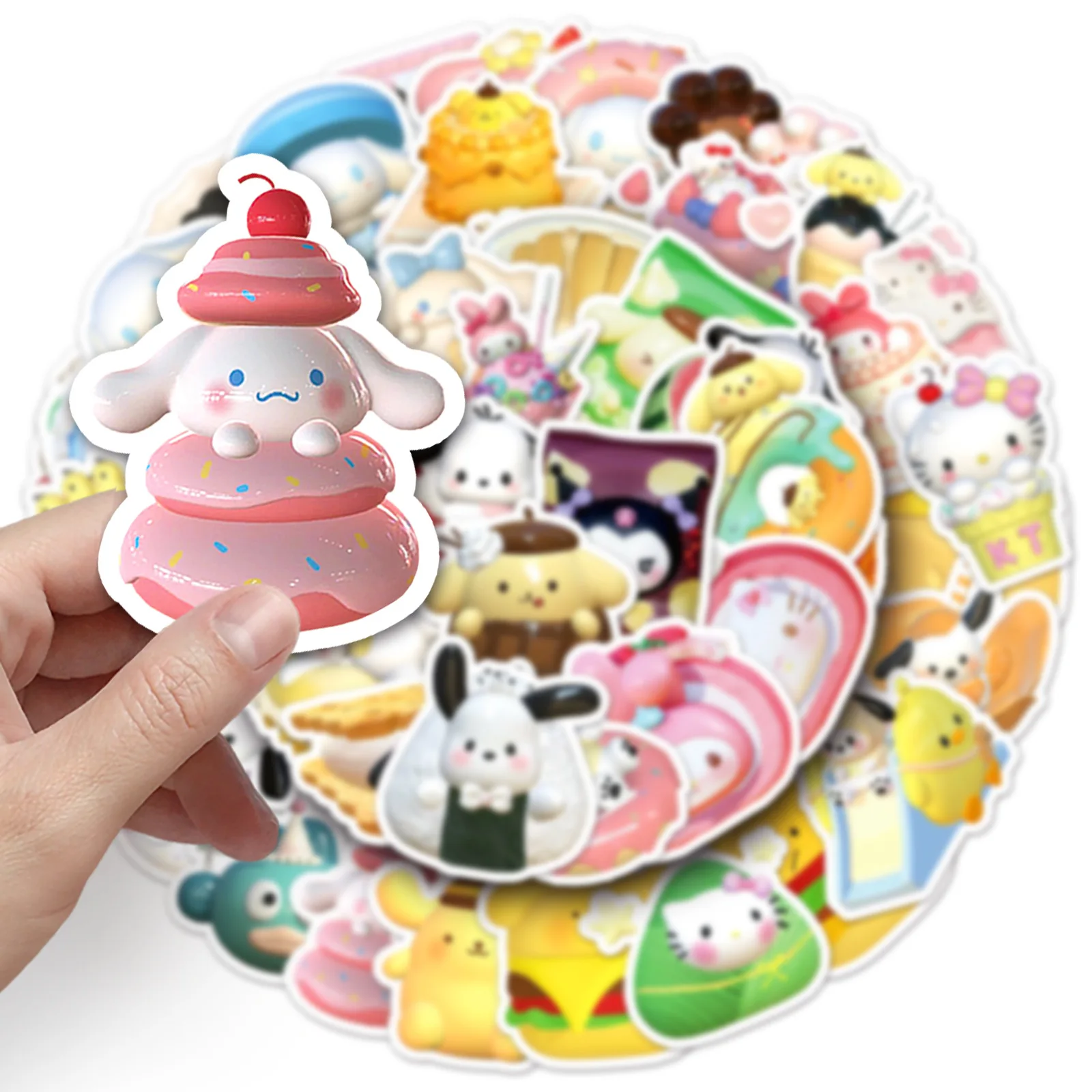 10/30/50/100Pcs 3d Sanrio Anime Stickers Kuromi Melodie Cinnamoroll Diy Telefoon Koffer Laptop Koelkast Muur Schattig Grappig Sticker Speelgoed