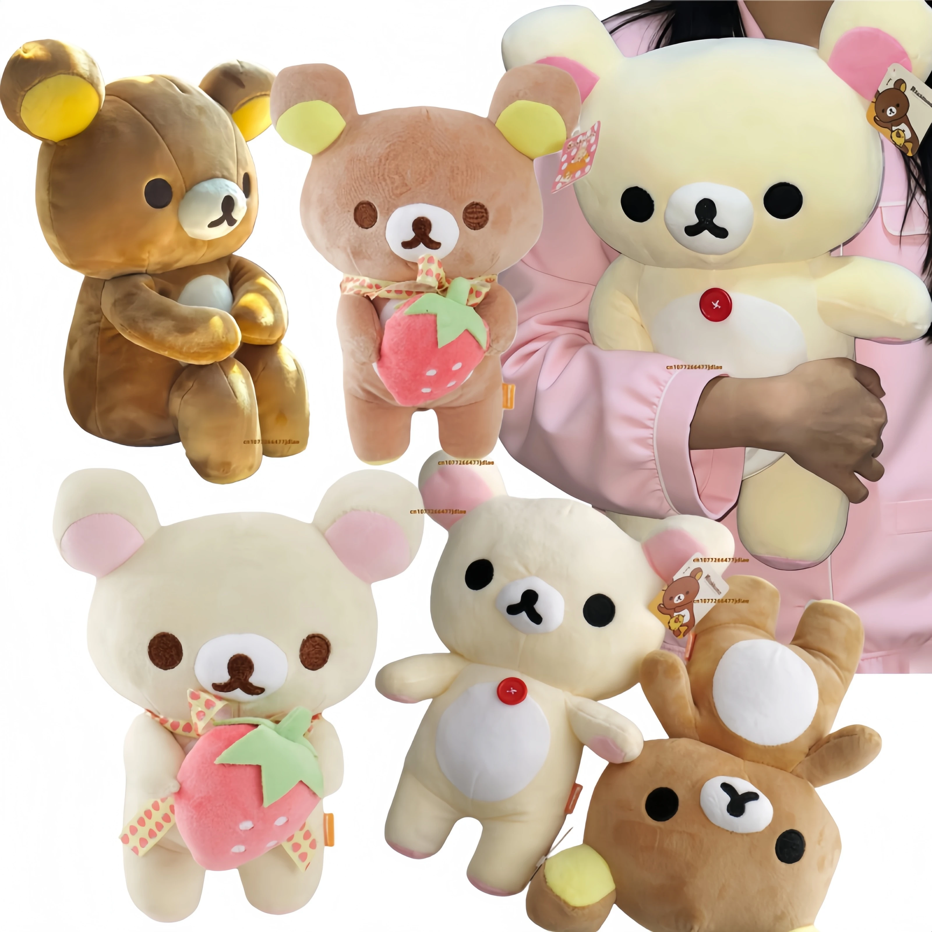 

Sad Rilakkuma Peluches Plush Doll Teddy Bear Stuffed Animal White Strawberry Rilakkuma Plushies Cushion Toy valentine day gifts