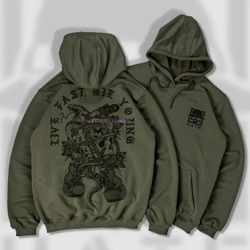 Solid Color Cotton Black Pullover Hoodie Men Women Personality Pattern Printing Sweatshirt Spring Loose Thickened Couple Hoodie