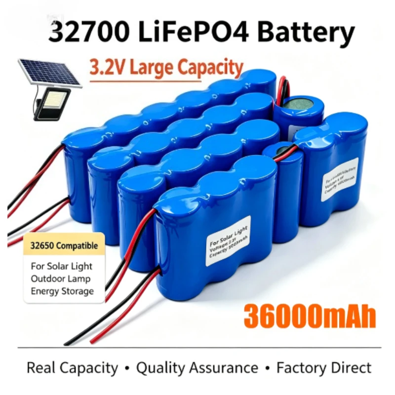 2026 New 32650 LiFePO4 Battery 36000mAh  Lithium Iron Phosphate Battery for Outdoor Solar Street Light Lighting Monitor Medical