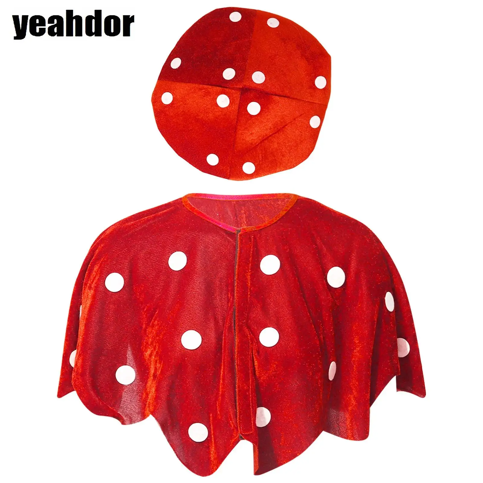 

Mushroom Hat with Shawl Cape Carnivals Performance Props for Adult Kids Halloween Renaissance Medieval Cosplay Costume Accessory