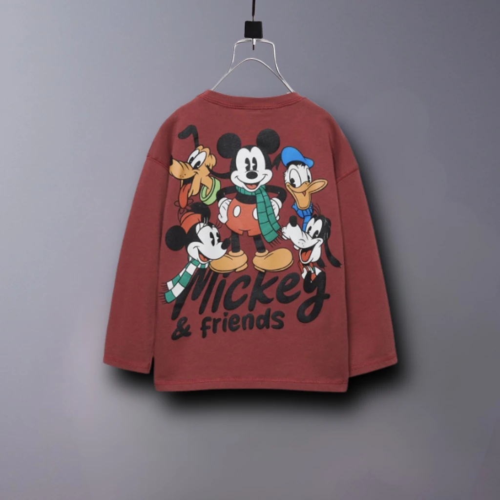 ميكي ماوس نمط الأولاد بلايز بأكمام طويلة تيز ربيع الخريف الاطفال ملابس فضفاضة عادية الأطفال الكرتون قاعدة قميص البلوفرات