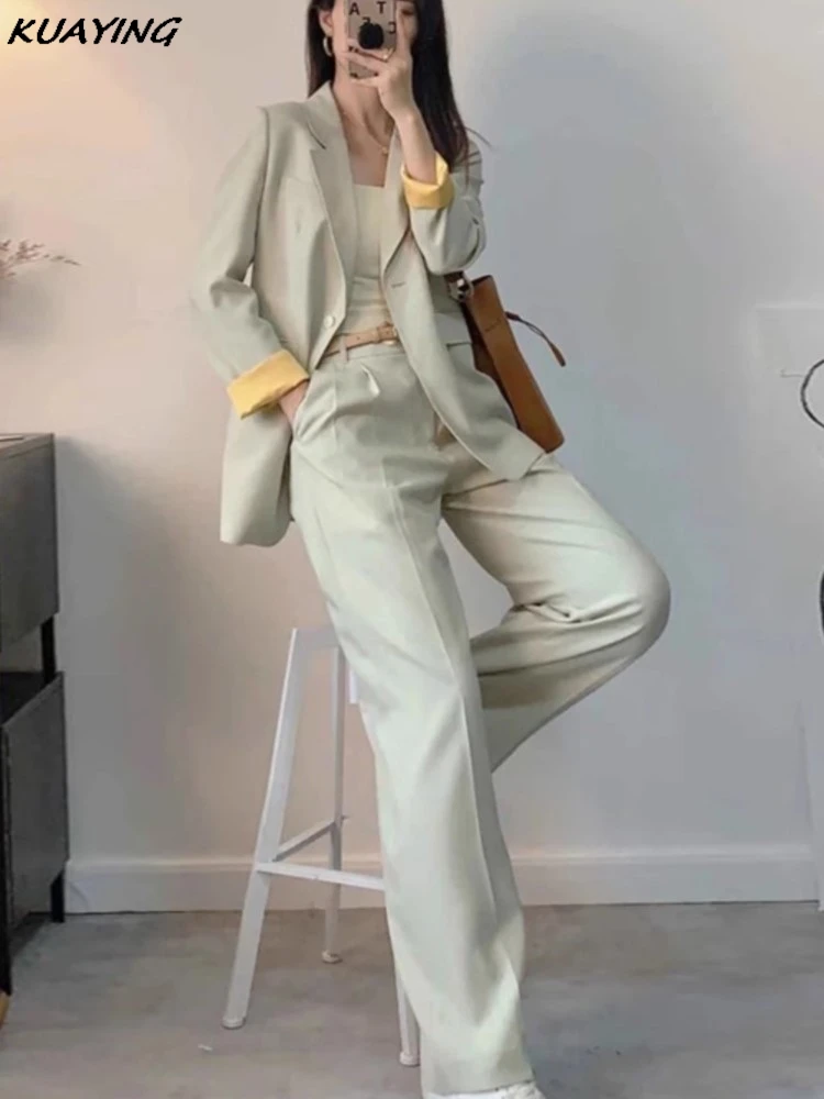 Version Loose fashion Casual Suit Temperament Professional  2025 Women's Two Pieces Office Lady Spring Autumn New Korean