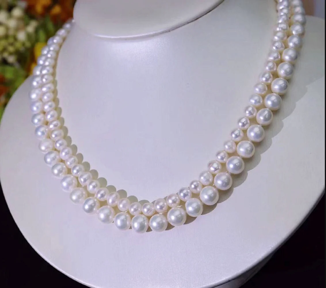 

Natural pearl necklace AAA5-6+8-9mm simple, elegant, fashionable temperament collarbone chain 925s/16-18in