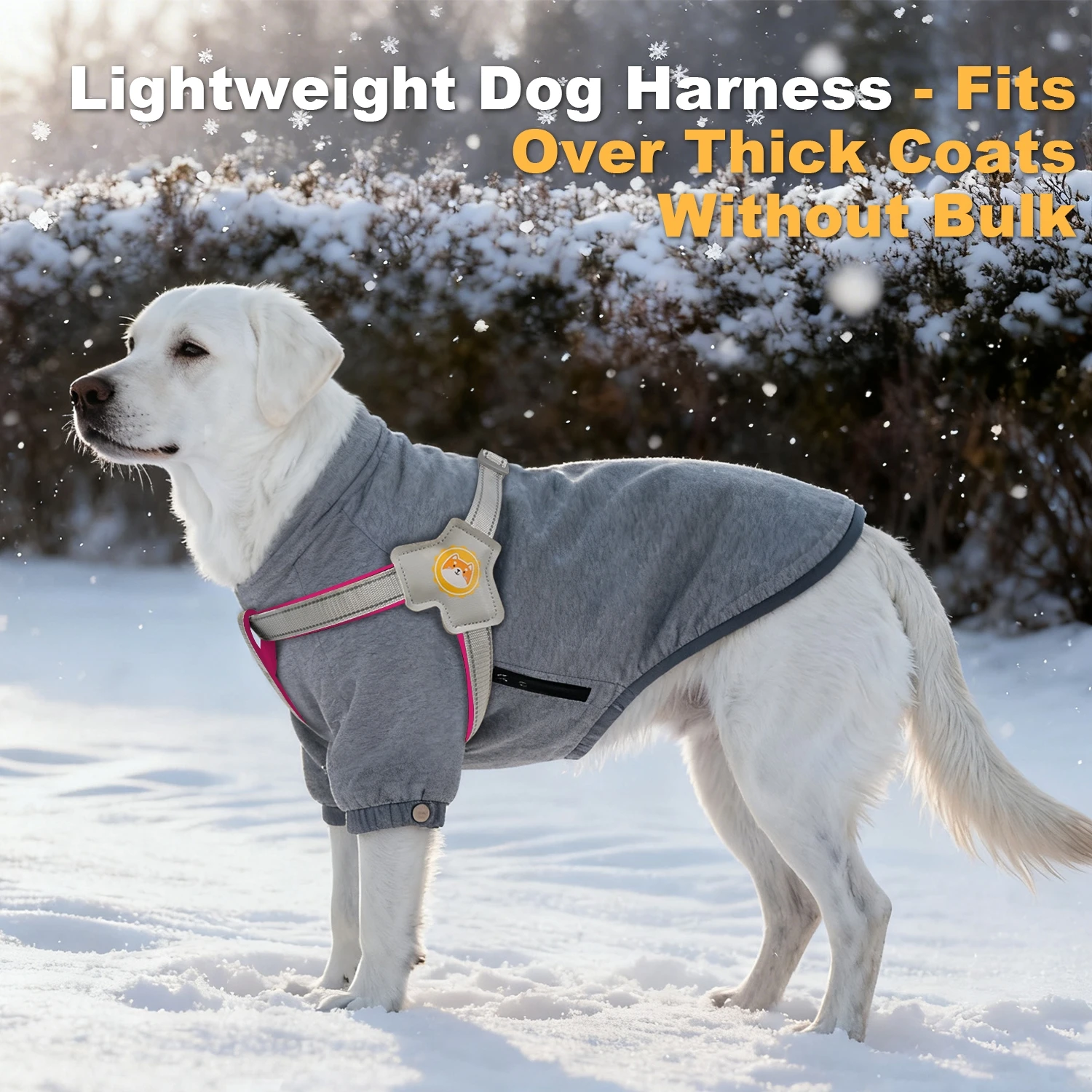 

Coodeo Dog Harness Pink Color Lightweight Reflective Tape for Night Walking XXL/XL/L/M/S Buckle Adjustment Winter Use