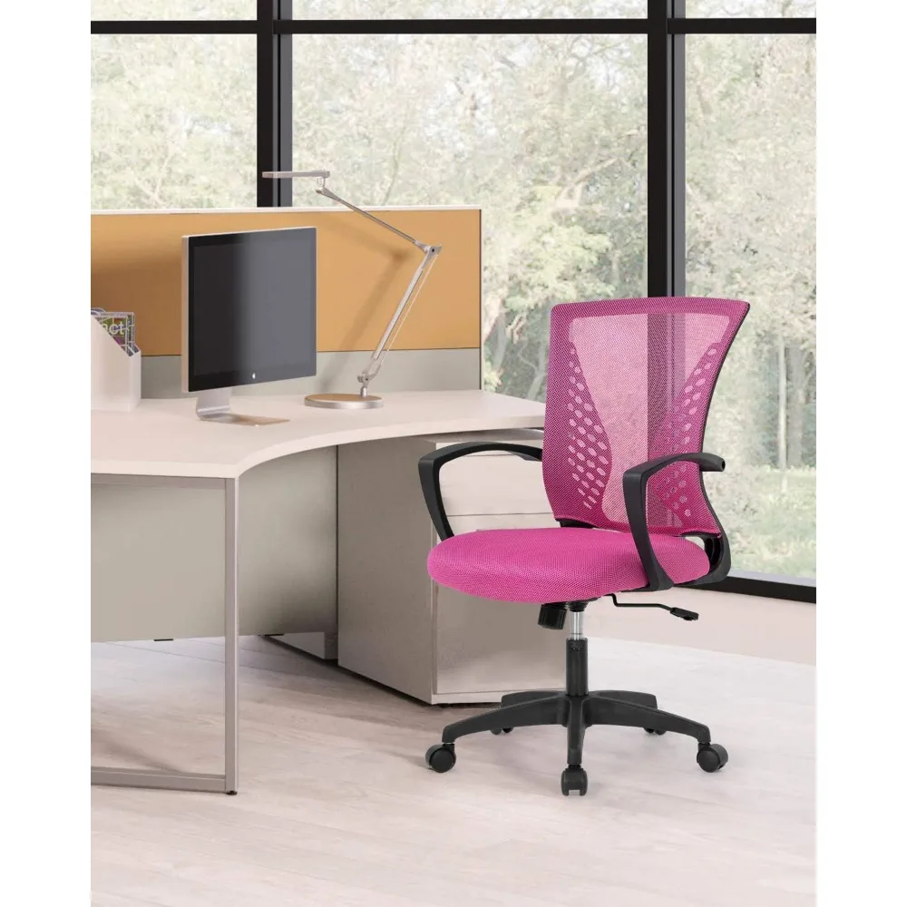 Ergonomic Swivel Office Chair with Mid-Back Support, Adjustable Lumbar Cushion, and Mesh Fabric for Comfortable PC Desk Use