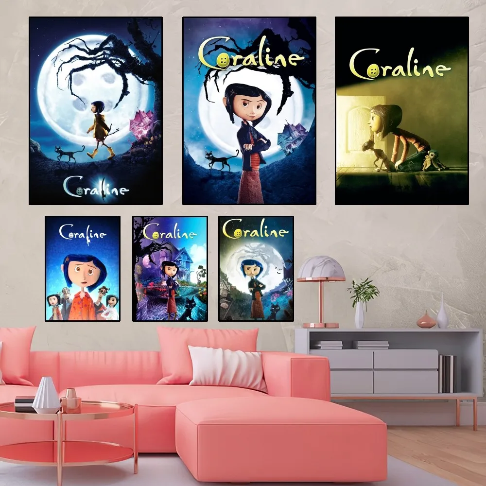 MINISO Coraline Cartoon Poster Home Room Decor soggiorno camera da letto arte estetica pittura murale adesivi