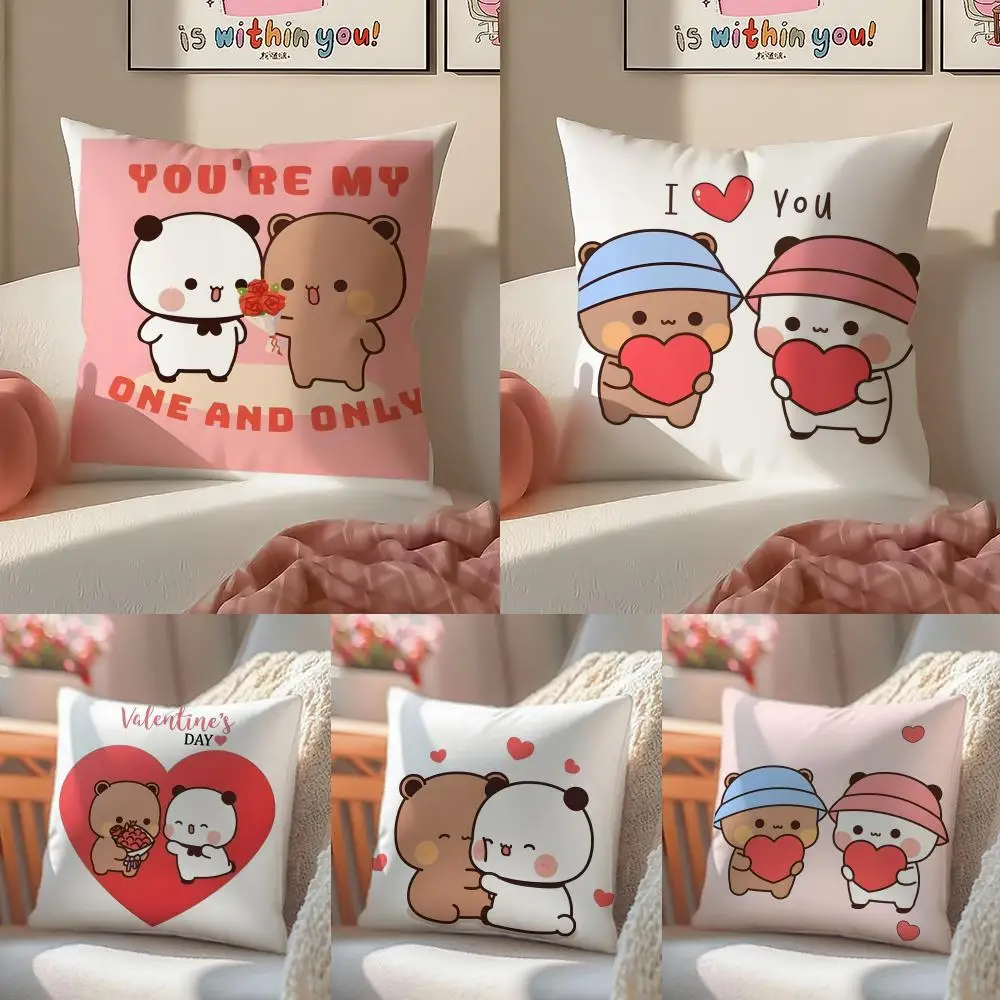 Popular Cartoon Bubu & Dudu Cute Pillow Case Double-Sided Plush Sofa Cushion Covers Organic Breathable Invisible Zipper