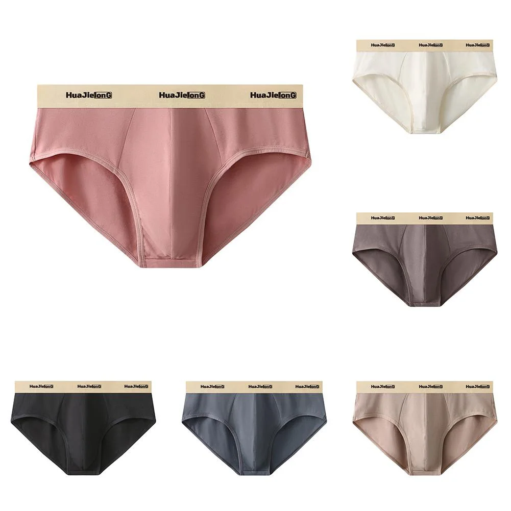 

Men Cotton Briefs Underpants Breathable Underwear Mid-rise U Bulge Pouch Panties Ice Silk Printed Underpant