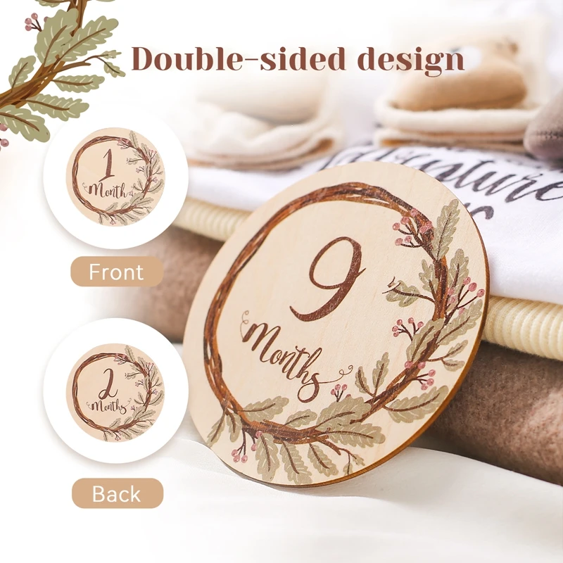 Newborn Flower and Vine Wooden Photography Prop Baby Shooting Accessories Writable Wooden Milestone Card Baby accessory Gift Box