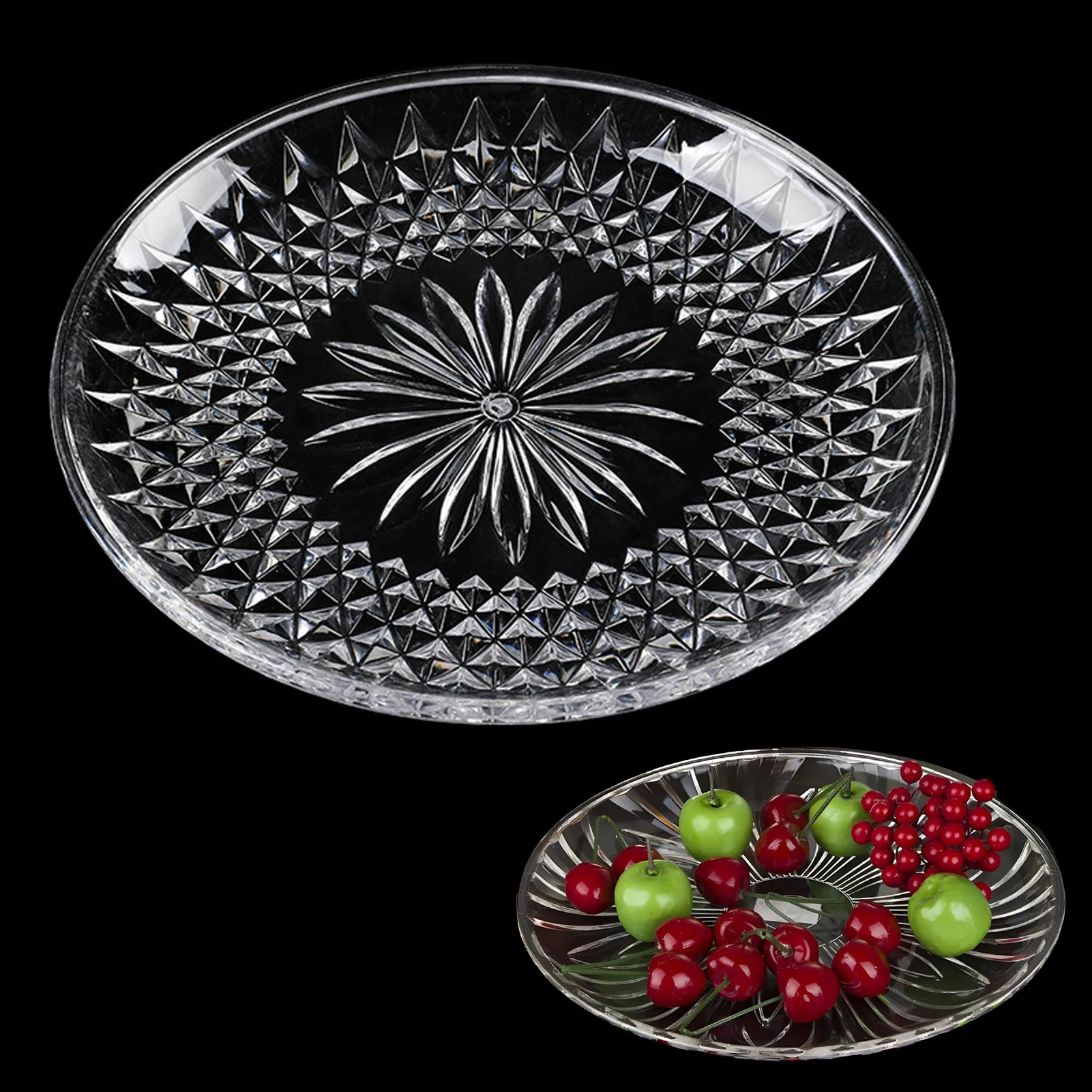 

Creative Clear Acrylic Fruit Plate Household Kitchen Dried Fruit Melon Seeds Candy Tray Plate Household Candy Nut Serving Plate