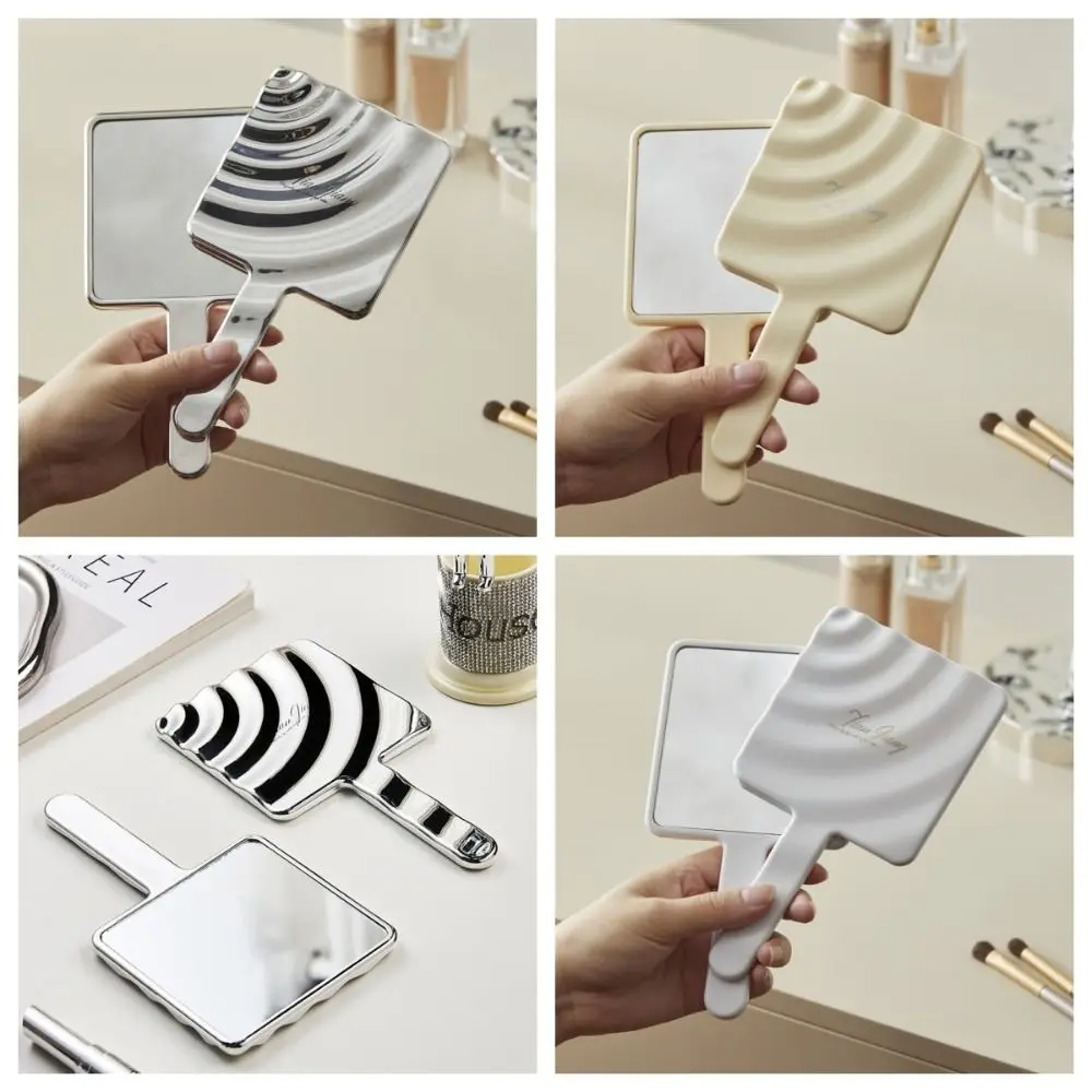 with Handle Liquid Shape Makeup Mirror Square Electroplated Handheld Cosmetic Mirror Hand-held Creative