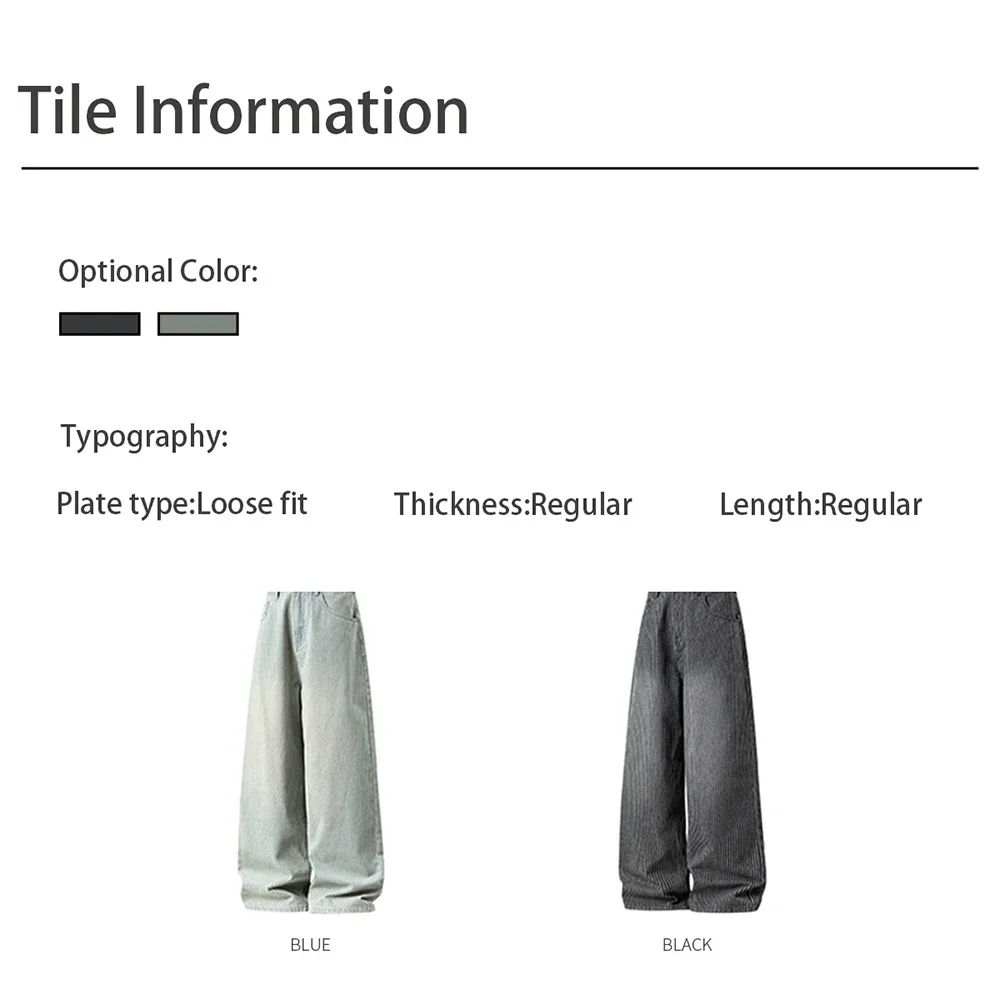 TFETTERS ذكر فضفاض الجينز السراويل 2025 جديد الخريف الشتاء الدنيم السراويل الرجال الرجعية مخطط مستقيم بنطال ذو قصة أرجل واسعة لملابس الرجل