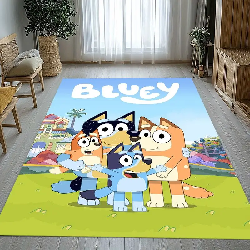 Cute Cartoon Blue Dog Puppy Bingo Area Rug,Soft Non-Slip Carpet Mat for Living Room Bedroom Playroom,Sofa Floor Rug,Home Decor