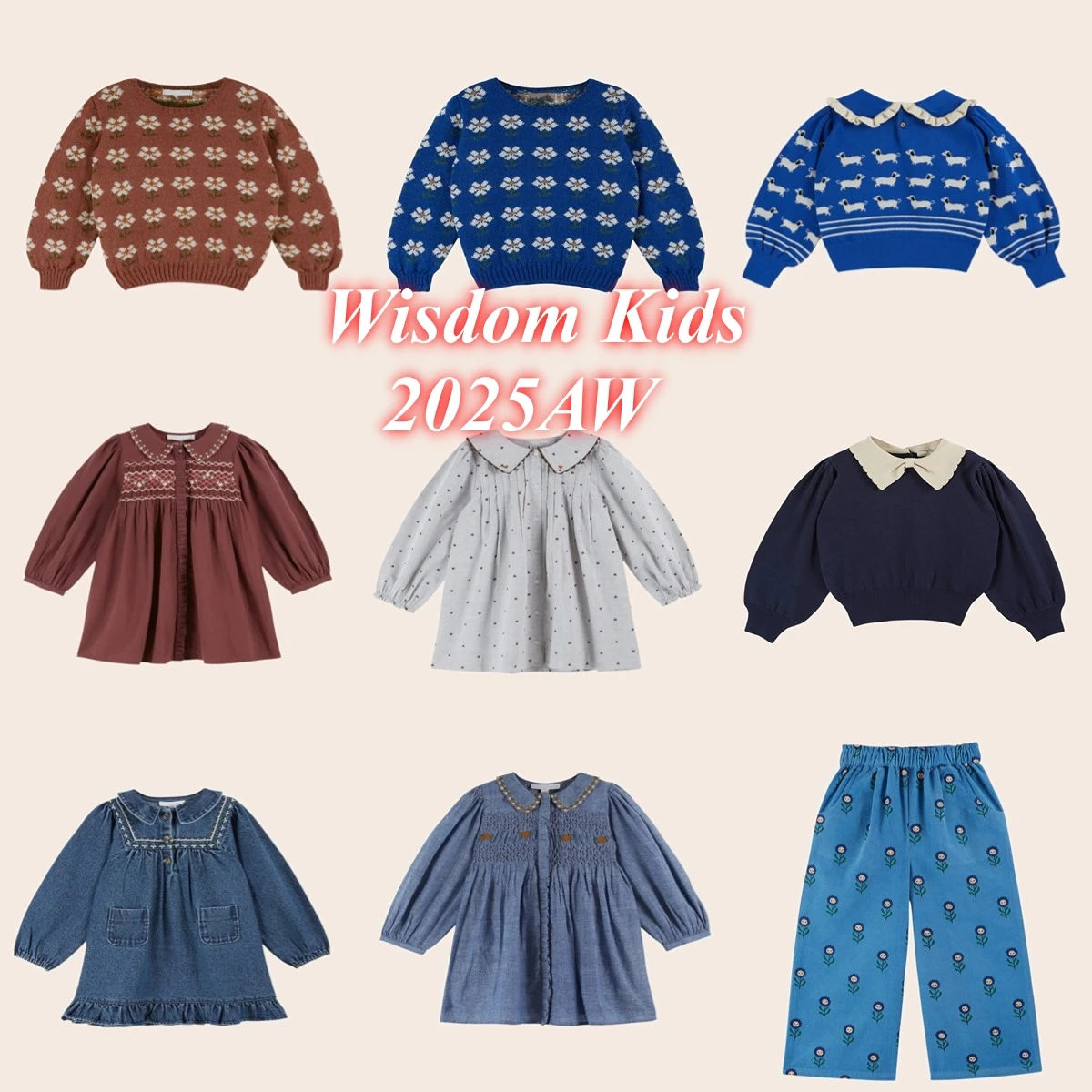 

Wisdom Kids Knitted Sweater 25 Autumn/Winter EM Girls' Dress Corduroy Flower Jumpsuit