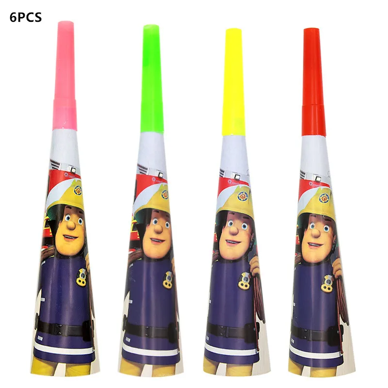 Feuerwehrmann Sam Thema Alles Gute zum Geburtstag Partyzubehör Set Hintergrund Tasse Teller Servietten Tischdecke Party Kinder Jungen Favor Ballons Dekor – Detail 3