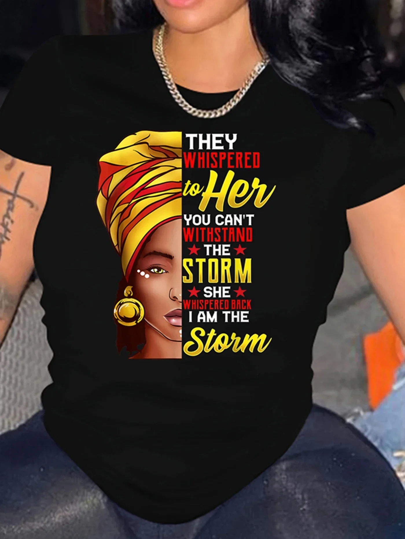 T-shirt met cartoonportret en letterprint, casual top met korte mouwen voor dames - perfect voor de zomer van de lente \u0026