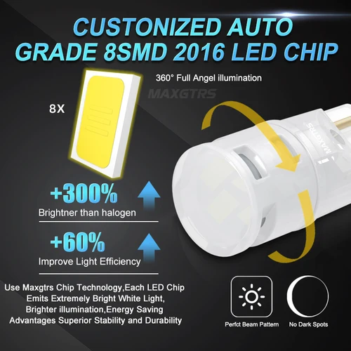 Imagen 2 del producto Bombillas LED Canbus 2016 SMD W5W T10 para luces de posición de estacionamiento de coche, luz de techo de mapa Interior, lámpara automática blanca de 12V, 6500K, 10 Uds.